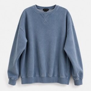 New Look Blue Acid Wash Sweatshirt Mens Large L Crewneck Oversized Vintage Style